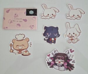 An Appreciation Note and stickers of her art pieces for my keepsake